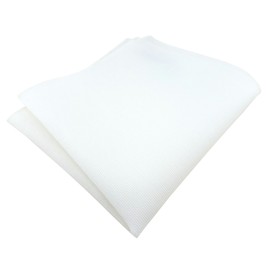 TigerTie - High-quality pocket square made from 100% cotton in plain colour, pocket square 26 x 26 cm, White