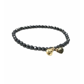 Hematite Beaded Bracelet with Gold Pyrite Stones in Gold, Rose Gold, or Sterling Silver