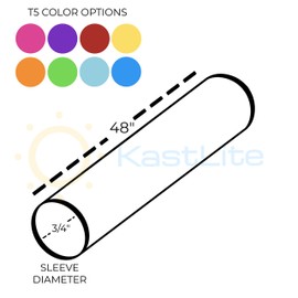 KastLite T5 Fluorescent 48" Safety Sleeves | Multiple Colors | Fits T5 Lamps Only | 3/4” Diameter | 6 Pack