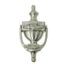 Exclusively Irish Claddagh Door Knocker for Front Door Celtic Brass Knocker Welcome Gift for Home 8'' (Satin Nickel)