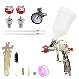 YSIL LVLP Paint Sprayer R500 Gravity Feed Spray Gun with 600CC Capacity 1.3/1.5/1.7MM Nozzle&Air Regulator,for Automotive, Furniture, House Painting