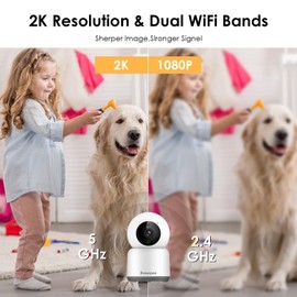 Evoeyee [5G & 2.4G] 2K Indoor Security Cameras for Home Security, Motion Detection, Night Vision, 2-Way Audio, Cloud & SD Card Storage, Baby/Dog/Pet Camera with Phone App