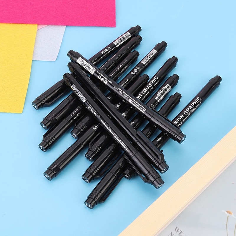 12pcs Micron Liner Fine Tip Marker Pen Black Water Based