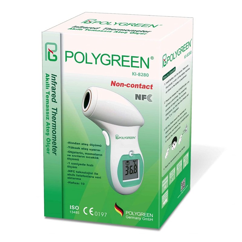 Polygreen Non-Contact Digital Thermometer for Adults and Kids, °F/°C Infrared