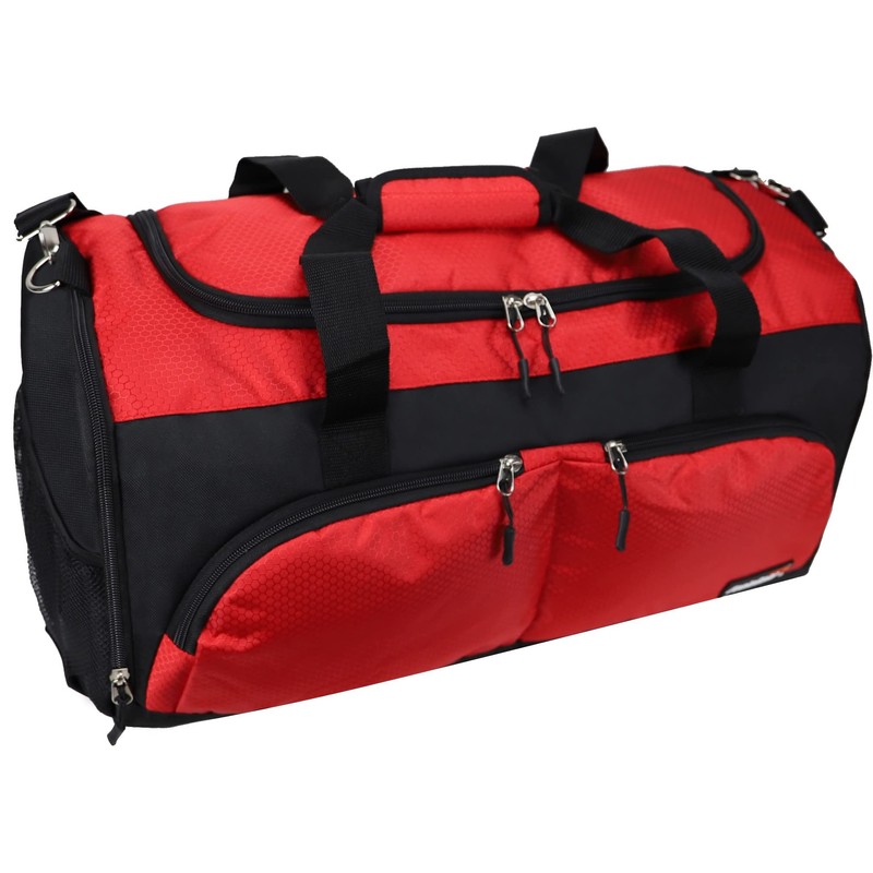 foolsGold Large Sports Holdall Duffel Bag - Black/Red