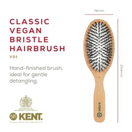 Kent V01 Vegan Boar Bristle Hair Brush with Nylon Pins, Organic Hair Brush for Styling and Detangling, Paddle Brush Ideal for All Hair Types (Large)