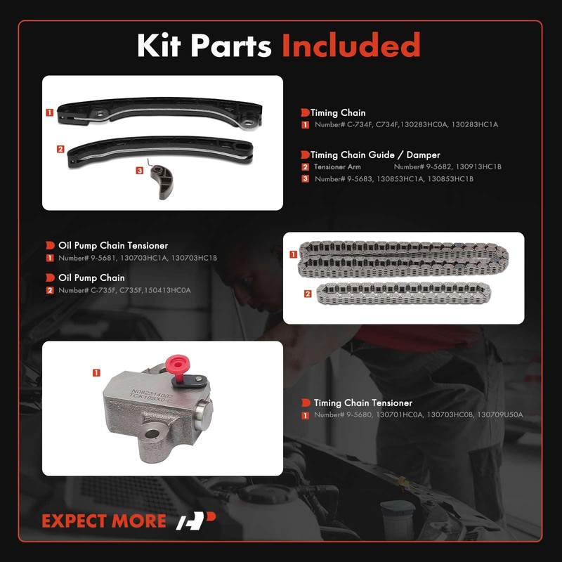 A-Premium 6-PC Engine Timing Chain Kit Compatible with Nissan Versa