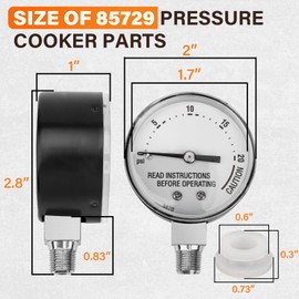 85729 Pressure Canner Steam Gauge Replacement for Presto Pressure Cooker, Fit for Presto Pressure Cooker Models 0175002 0175003 0175004 0178002 0178003 and 0178004 Steam Gauge