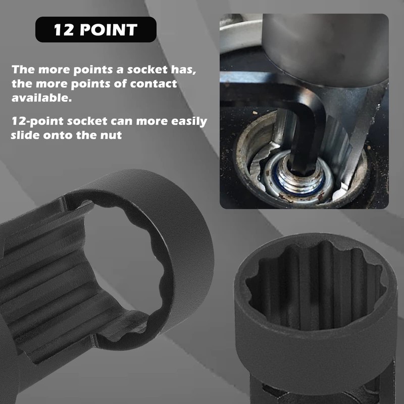 5 Pcs Nut Socket Strut Socket Tool 12 Point 1/2"