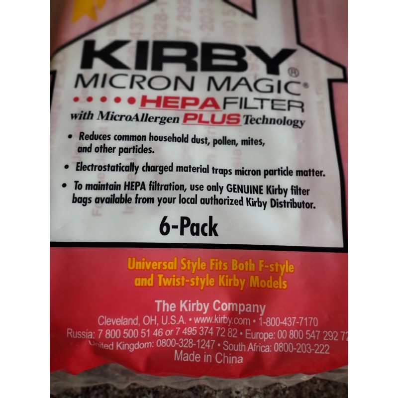 Kirby Micron Magic Hepa Filter Micro Allergen Plus 6 Pack