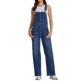 luvamia Blue Jean Overalls for Women Overall Denim Jumpsuit for Women Straight Leg Overalls Women Denim One Piece Jumpsuits for Women Overalls Womens Classic Blue Size Large US Size 12 to Size 14