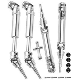 RCYouHott RC Upgrades Part Front Rear Driveshaft CVD for 1/10 Slash/Rustler/Stampede/Jato/Hoss 4X4 4WD VXL,#45 Steel Axles Drive Shaft Hops Up,Silver（#9051+#9052）
