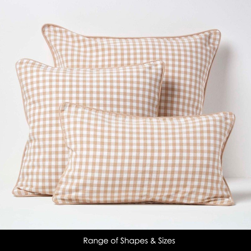 HOMESCAPES - 100% Cotton - Gingham Check - Cushion Cover