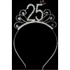 IETOSY Silver 25th Birthday Party Hair Accessories Headband Tiara,Happy 25th