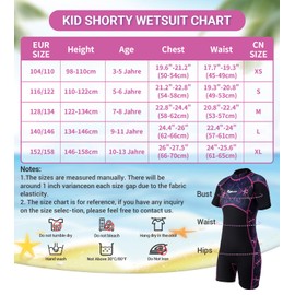 Summshall Kids Wetsuit 2.5mm Shorty One Piece Diving Suits UV Protection Back Zip Swimsuits for Boys Girls Toddlers Keep Warm for Diving,Swimming,Surfing Water Sport