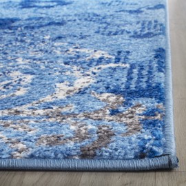 Safavieh Adirondack Collection ADR114F Floral Glam Damask Distressed Runner, 2'6" x 6' , Light Blue / Dark Blue