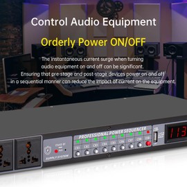 FMUSER 10-Outlet Power Sequencer Conditioner, 3000W Rack Power Conditioner with Independent Power Switch Surge Protector LCD Display, Ideal for Studio and Home Theater Sound System