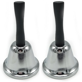 Karrma Ltd.Stainless Steel Hand Bell -Service Bell - The Classic Reception Service Bell - Hand Held Bell Hand Bells Ring for Service - Counter Reception Bell - Tea Bell - Dinner Bell - Pack of 2