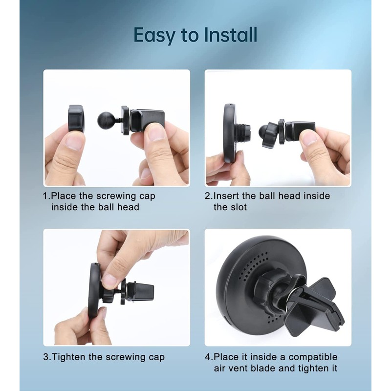Magnetic Wireless Car Charger Mount Compatible with Magsafe iPhone 15/