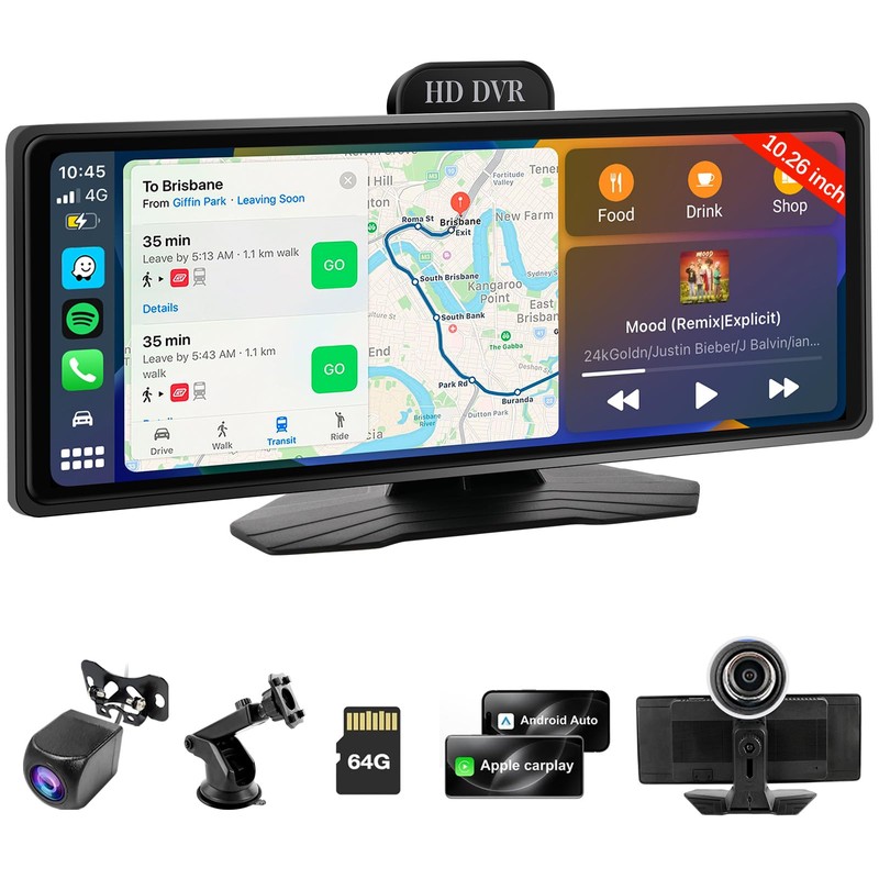 Haudio Wireless Carplay Screen for Car, 10.26" Portable Car Radio