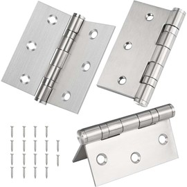 Yunzhou1230 Gate/Door Hinges 3 Inch (76mm) Stainless Steel Small Hinges for Wood, Internal Chrome Plated Silver Hinge with Screws for Windows, Cabinets, Closets, Wooden Crates 1 Pair