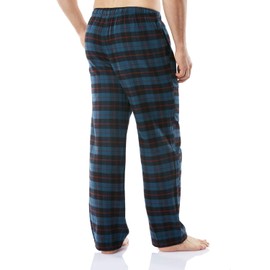 CQR Men's 100% Cotton Plaid Flannel Pajama Pants, Brushed Soft Lounge & Sleep PJ Bottoms with Pockets, Unique HPJ100-NBL_X-Large