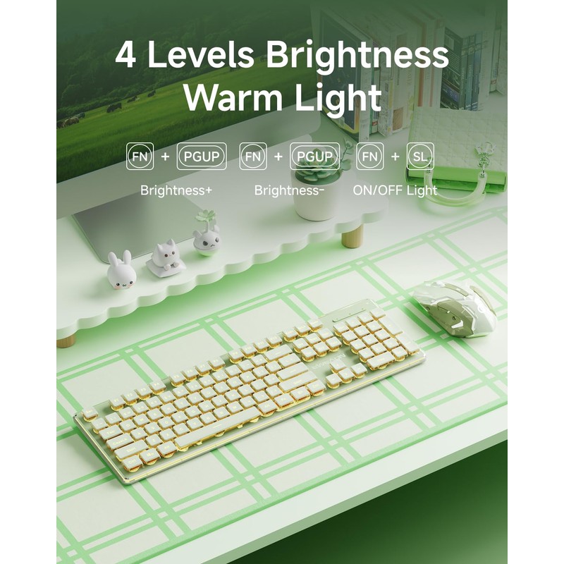 V3 Wireless Keyboard and Mouse with Single Backlit, Metal Panel,