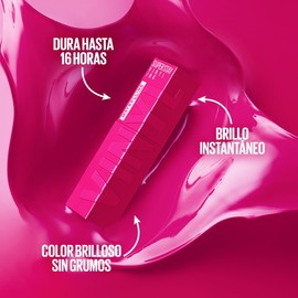 Maybelline Super Stay Vinyl Ink, Labial Líquido de Larga Duración, Efecto Vinilo y Acabado Brillante Instantáneo, Color Intenso por Hasta 16 Horas, Tono Upbeat