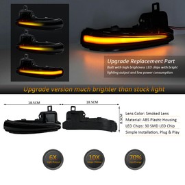 D-Lumina Sequential LED Side Mirror Turn Signal Lights Smoked Lens for RAV4 2019-2023, Tacoma 2016-2023, Highlander 2020-2023, Alphard Velltire, Dynamic Indicator Strip Mirror Marker Light, Pack of 2