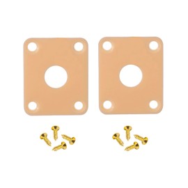 DIAO79NI Pro Plastic Curved Jack Plate Rectangular Jackplates for Electric Guitar, Vintage Cream (Set of 2)