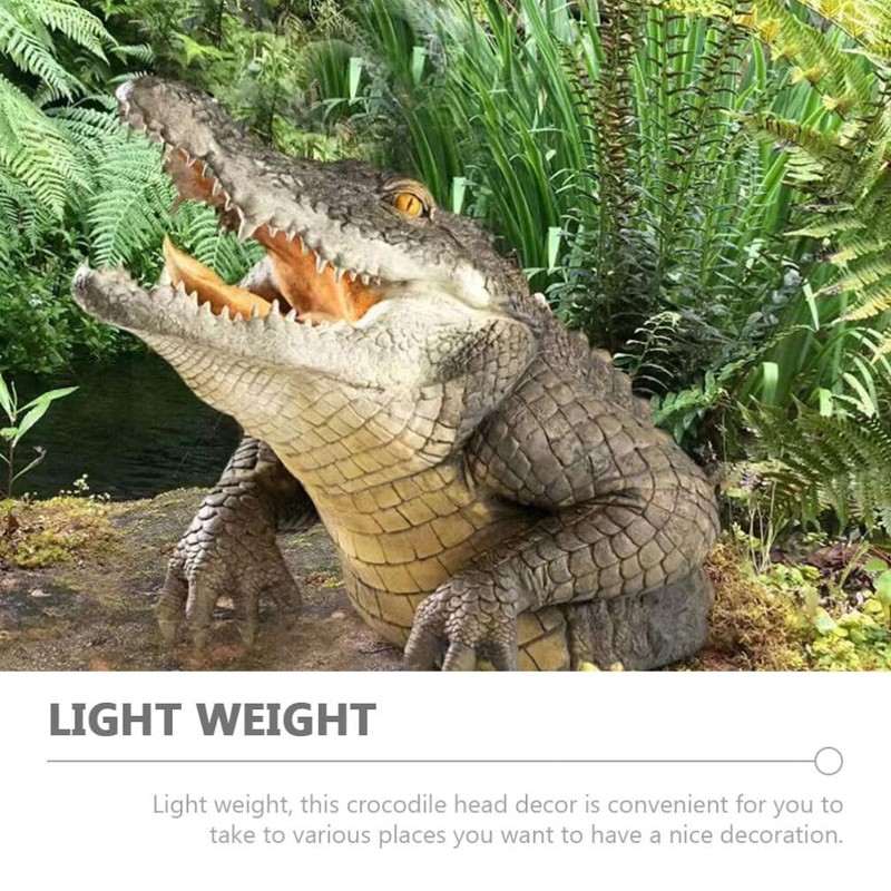 ABOOFAN Floating Crocodile Head Ornament Realistic Pond Decor for Pool