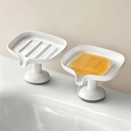 1 jabonera autodrenante con ventosa, soporte para jabón para ducha, baño, soporte de esponja para fregadero de cocina, extraíble sin daños, bandeja de