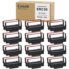 ERC30 Black and Red Ribbon Compatible with ERC30/34/38 Cartridges ERC38 B/R for TM-U220 M188B ERC 30 Printer Ribbons（24 Pack）