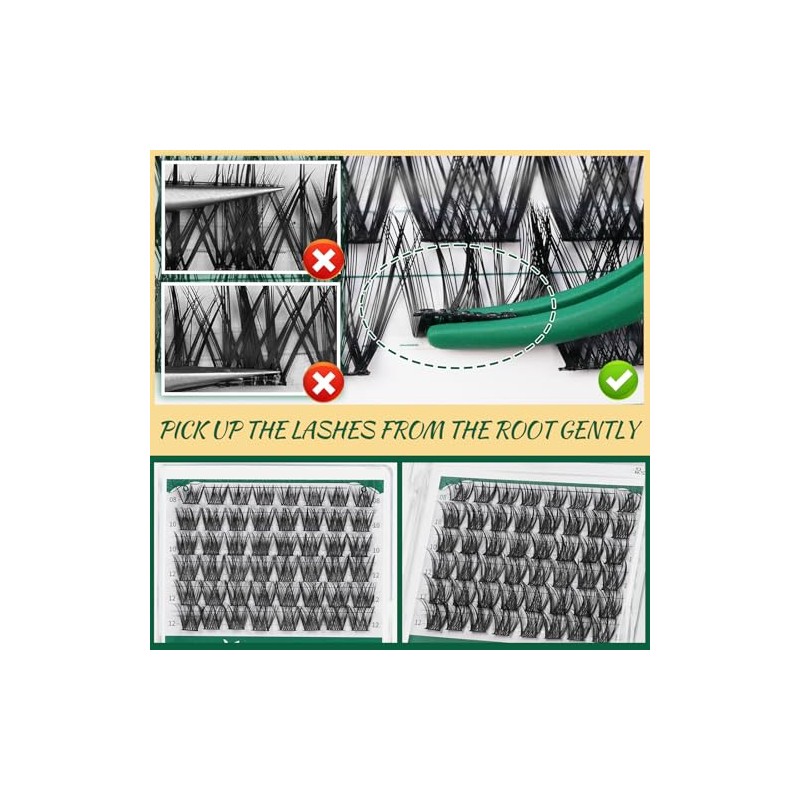 KEYYOU Agrupaciones de latigas,96 Pcs Cluster Lashes D Curl 10-18MIX