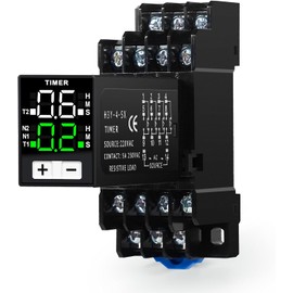 Jadeshay Zeitrelais 230V, Digitales Zeitrelais Multifunktionales Zeitverzögerungsrelais 4NO 4NC 0,1S-99H Zykluszeitsteuerung Verzögerer mit Sockelsteckdose AC220V