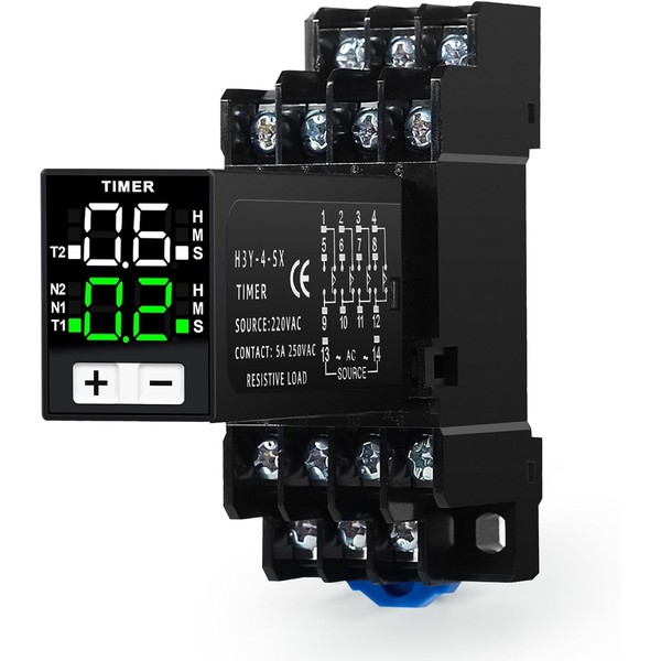 Jadeshay Zeitrelais 230V, Digitales Zeitrelais Multifunktionales Zeitverzögerungsrelais 4NO 4NC 0,1S-99H
