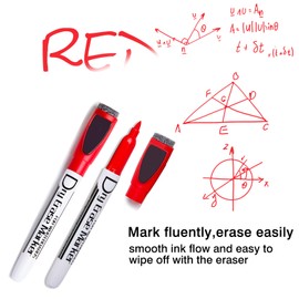 Volcanics Magnetic Dry Erase Markers With Eraser Cap Low Odor Fine Tip Whiteboard Pens Whiteboard Markers, Pack of 12, Red
