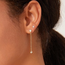 14k Gold Plated Simulate Diamond BTY Dangle Drop Earrings | Gold Dangle Earrings for Women