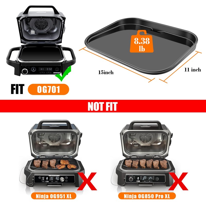 Non-Stick Cast Iron Griddle Plate for Ninja Woodfire OG700/OG701 Grills