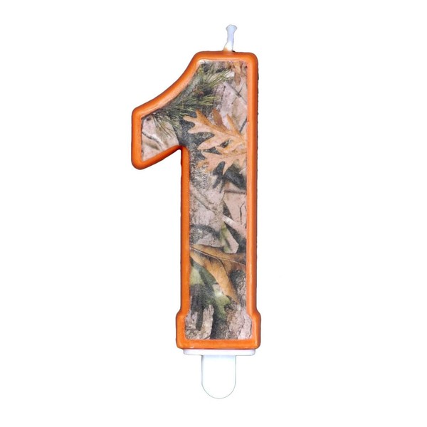 Havercamp Next Camo Party Birthday Number 1" Candle | 1 Count | Great for Hunter Themed Party, Camouflage Motif, Birthday Event, Graduation Party, Father's Day Celebration, Wedding Anniversary
