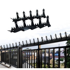 LANYANZI Durable Metal Fence Spikes- Heavy Duty Anti Climb Security Spikes for Fences and Walls to Deter Thieves and Intruders & Anti Climb Nail for Wall Railing Roof Home (184 Inches,12-Piece Set)