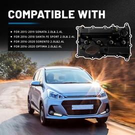 Aumzong Engine Valve Cover Compatible with 2015-2020 Hyundai Sonata/Santa Fe/Santa Fe Sport,Kia Optima Sorento 2.0L 2.4L Replacement # 224002GGB0,22400-2GGB0