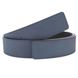 Vatee's Men Reversible Genuine Leather Replacement Belt without Buckle 40mm Wide 115cm Long Blue/Black