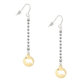 Delight Jewelry Goldtone Bear Silhouette Silver-tone Long Sparkle Dangle French Earrings