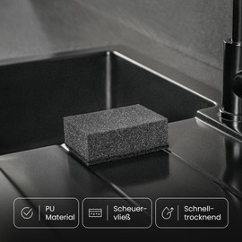 Black Sweden Home SVAMP Sponge Kitchen Sponge Black, Pack of 12 - Washing Up Sponge Black, Durable and Universal Use - Dish Sponge, Cleaning Sponge with Scouring Fleece