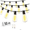 VOZUJI Outdoor Patio String Lights 50ft: ST38 LED Shatterproof Bulbs