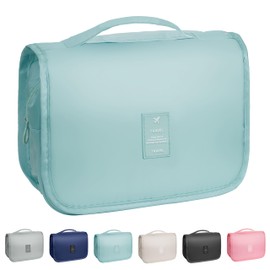 YEMEDA Toiletry Bag Travel Bag with Hanging Hook, Waterproof Capacity Hanging Multifunctional Makeup Bag for Toiletries, Portable Cosmetic Bag Travel Organizer for Women and Men(Light Blue)