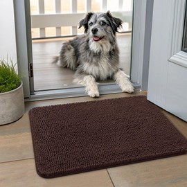 Smiry - Tapete para puerta de perro para patas fangosas de 24 x 16 pulgadas, absorbe la humedad y la suciedad, antideslizante, lavable, de secado rápido, felpilla para puerta delantera, entrada