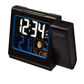 La Crosse Technology WT551-BLA Radio-Controlled Alarm Clock with Red Projection and Colour LCD Screen Black