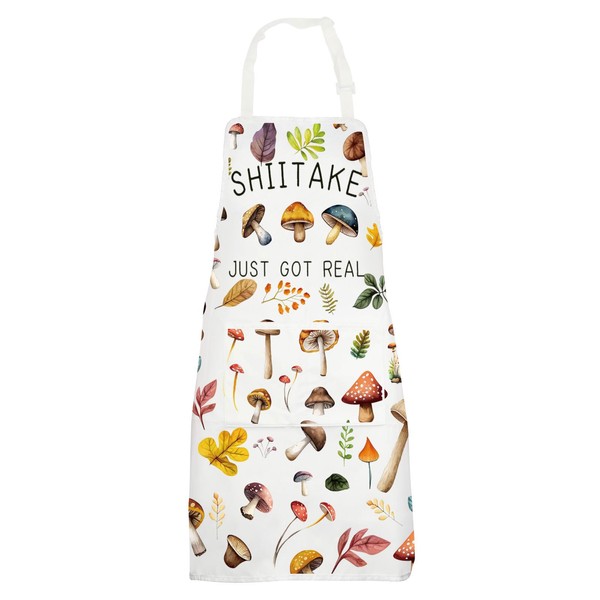 MYSOMY Mushroom Apron With Pockets Mushroom Chef Apron Fungus Kitchen